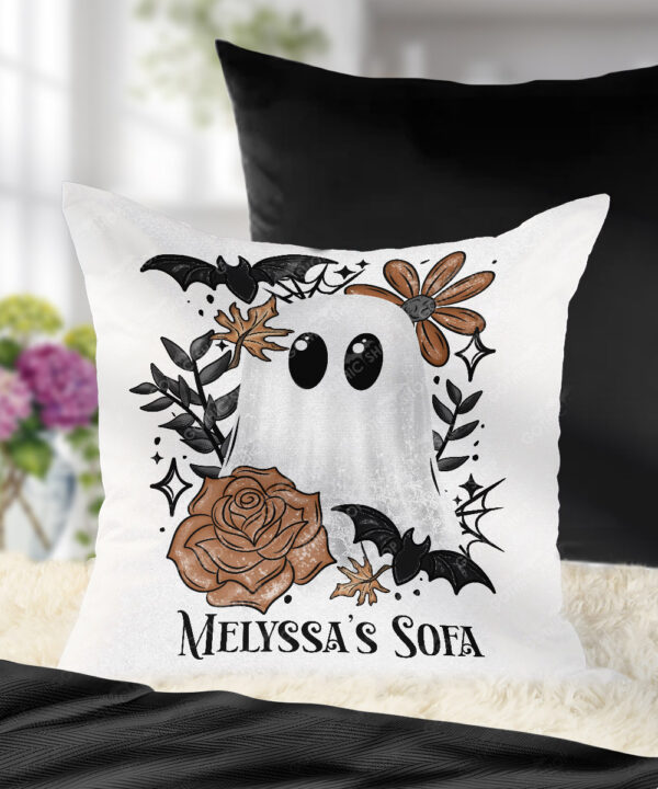 19150 ghost orange floral personalised cushion 1