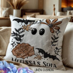 19150 ghost orange floral personalised cushion 2