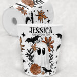 19151 ghost orange floral personalised plant pot
