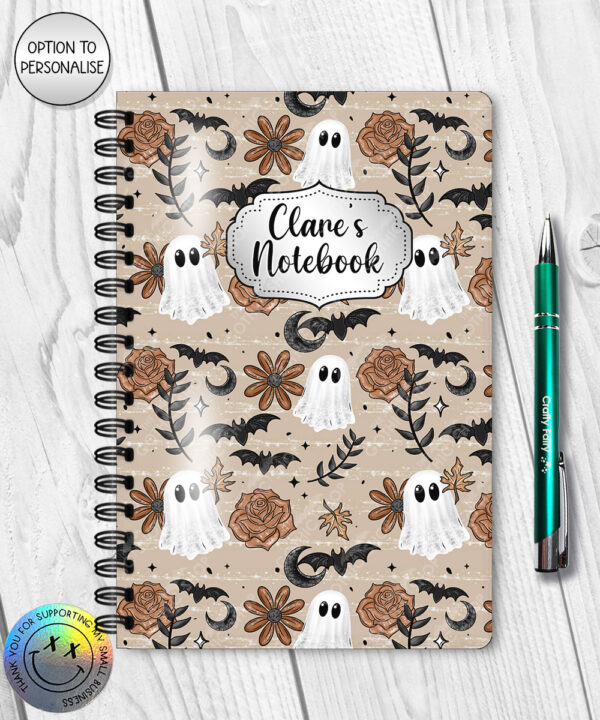 19153 ghost orange floral personalised notebook 1
