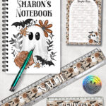 19153 ghost orange floral personalised notebook 3