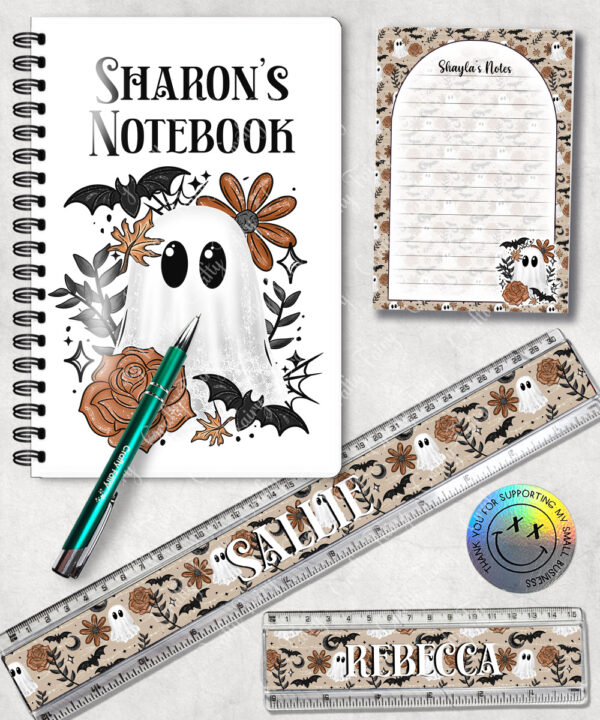 19153 ghost orange floral personalised notebook 3