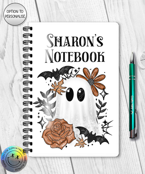 19154 ghost orange floral personalised notebook 1