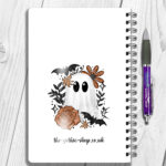 19154 ghost orange floral personalised notebook 2