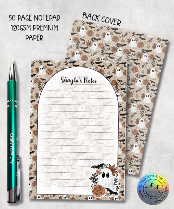 19155 ghost orange floral personalised a6 notepad