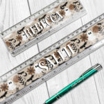 19156 ghost orange floral personalised ruler 1