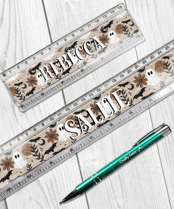 19156 ghost orange floral personalised ruler 1