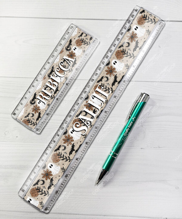19156 ghost orange floral personalised ruler 2