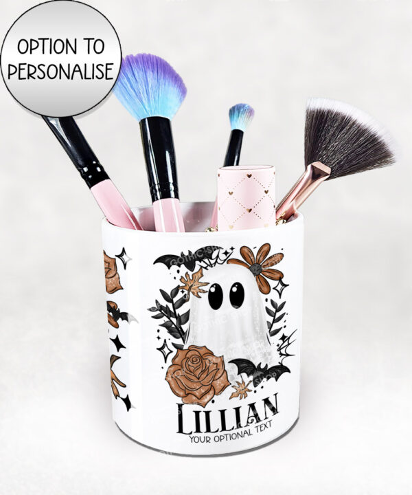 19157 ghost orange floral personalised pen pot 1