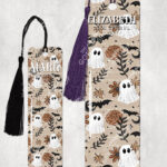 19158 ghost orange floral personalised bookmark 1