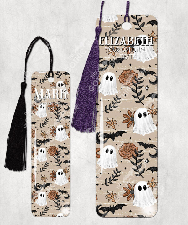 19158 ghost orange floral personalised bookmark 1