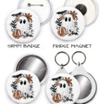 19164 ghost orange floral personalised keyring mirror
