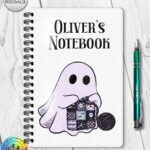 19179 personalised crochet ghostie a5 notebook 1