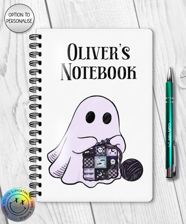19179 personalised crochet ghostie a5 notebook 1