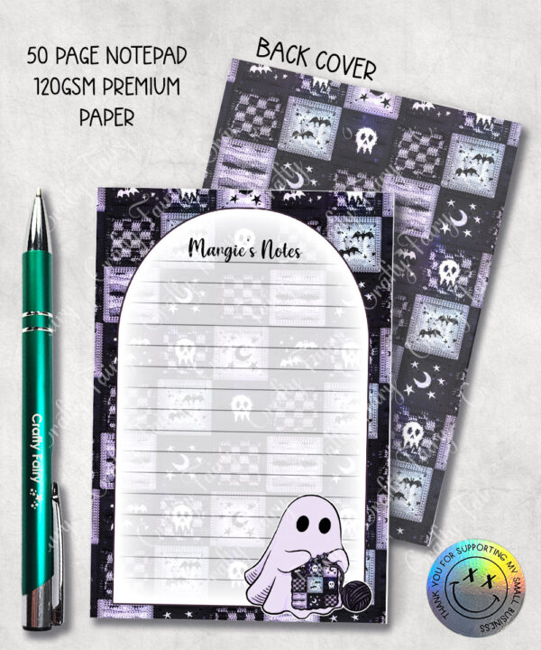 19180 personalised crochet ghostie a6 notepad 1