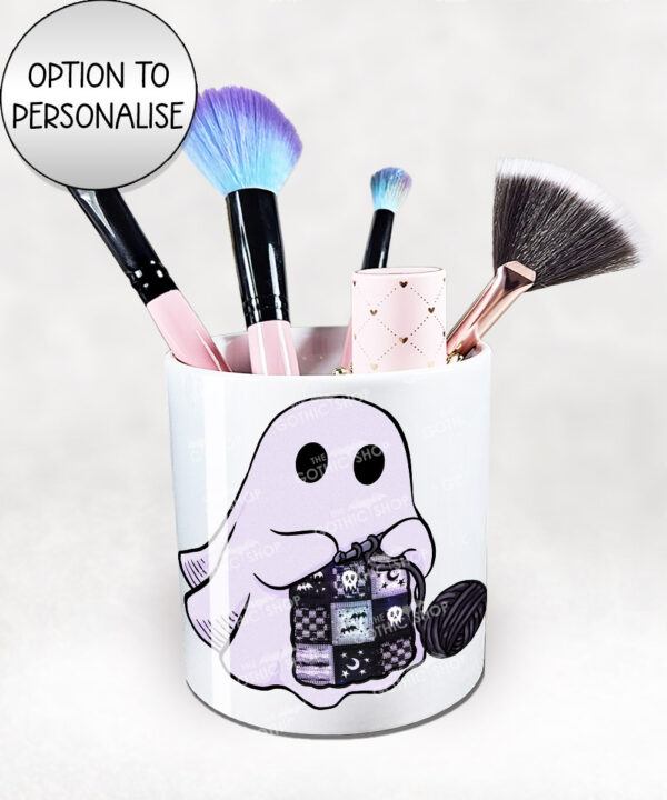 19182 personalised crochet ghostie pen pot 1