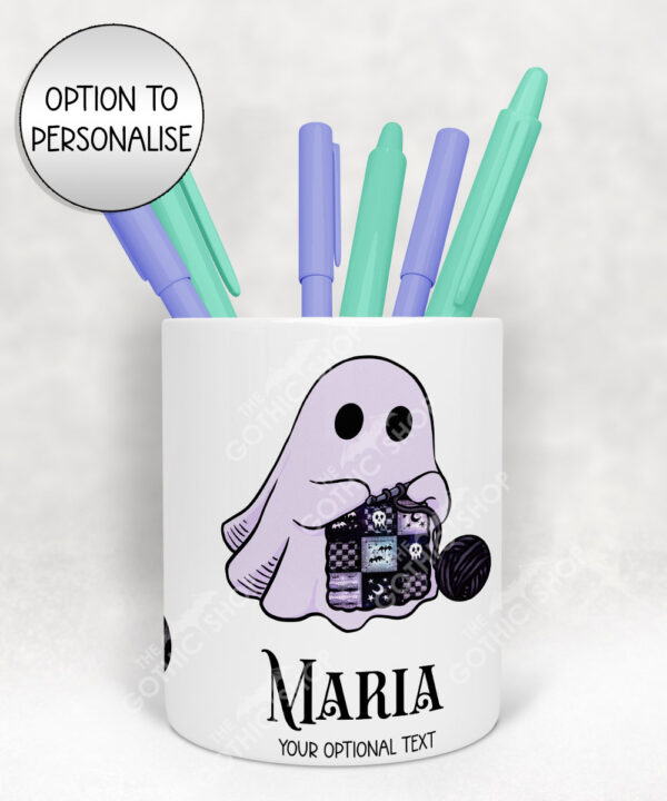 19182 personalised crochet ghostie pen pot 2