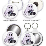 19185 personalised crochet ghostie badge keyring