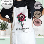 dead rosey skull rose gothic apron with option to personalise