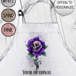 dead rosey skull rose gothic apron with option to personalise