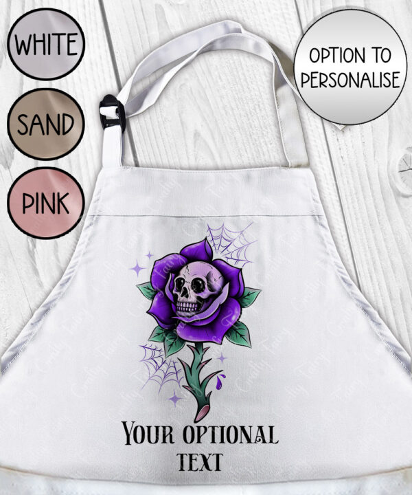 dead rosey skull rose gothic apron with option to personalise