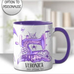 sew magical purple or pink stripe gothic mug with option to personalise