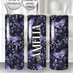 19210 personalised purple moth mushroom gothic witchy tumbler 1