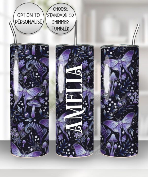 19210 personalised purple moth mushroom gothic witchy tumbler 1