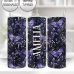 19210 personalised purple moth mushroom gothic witchy tumbler 2
