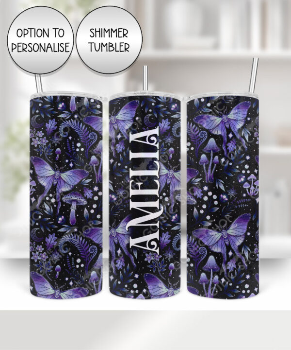19210 personalised purple moth mushroom gothic witchy tumbler 2