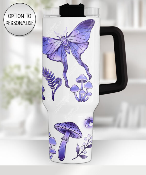 19212 personalised purple moth mushroom gothic witchy stanley bottle 2
