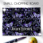 19215 personalised purple moth mushroom gothic witchy chopping board 1
