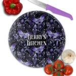 19216 personalised purple moth mushroom gothic witchy chopping board 1