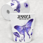19217 personalised purple moth mushroom gothic witchy plant pot