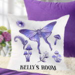 19218 personalised purple moth mushroom gothic witchy cushion 1