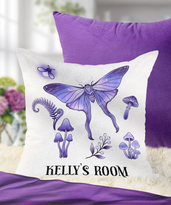 19218 personalised purple moth mushroom gothic witchy cushion 1