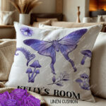 19218 personalised purple moth mushroom gothic witchy cushion 2