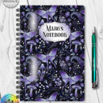 19220 personalised purple moth mushroom gothic witchy a5 notebook 1