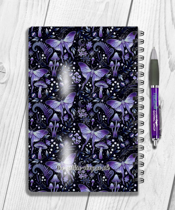 19220 personalised purple moth mushroom gothic witchy a5 notebook 2