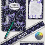 19220 personalised purple moth mushroom gothic witchy stationery 1