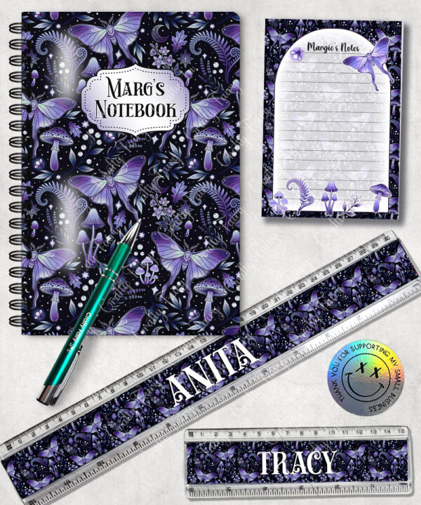 19220 personalised purple moth mushroom gothic witchy stationery 1