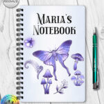 19221 personalised purple moth mushroom gothic witchy a5 notebook 1