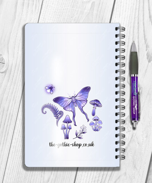 19221 personalised purple moth mushroom gothic witchy a5 notebook 2