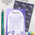 19223 personalised purple moth mushroom gothic witchy a6 notepad 1