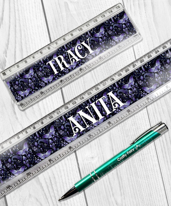 19224 personalised purple moth mushroom gothic witchy ruler 1