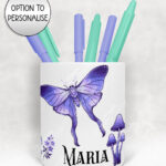 19225 personalised purple moth mushroom gothic witchy pen pot 2