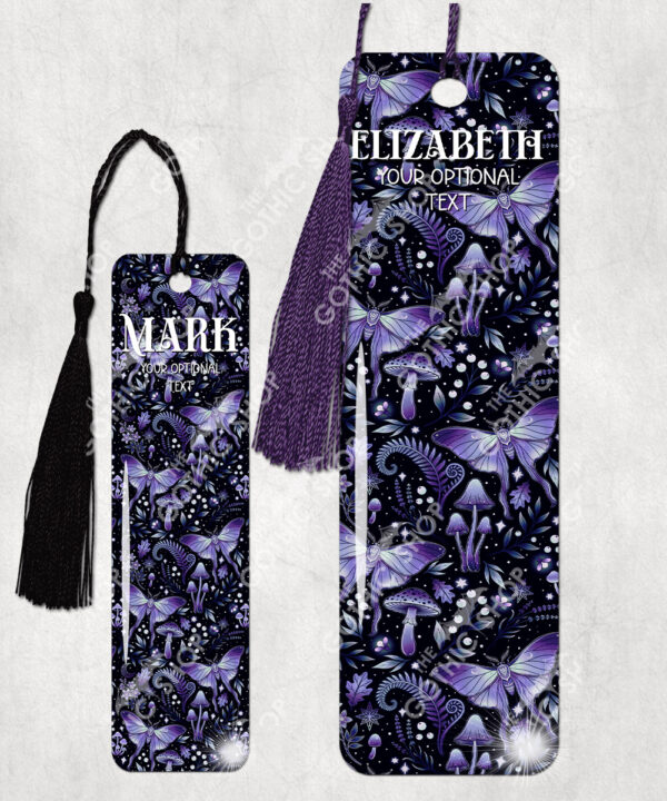 19227 personalised purple moth mushroom gothic witchy bookmarks 1
