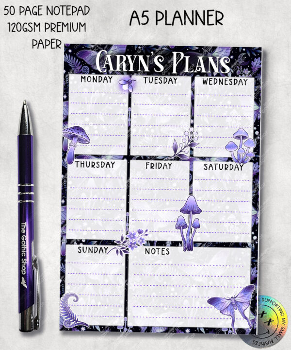 19228 personalised purple moth mushroom gothic witchy planner 1