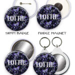 19230 personalised purple moth mushroom gothic witchy badge keyring