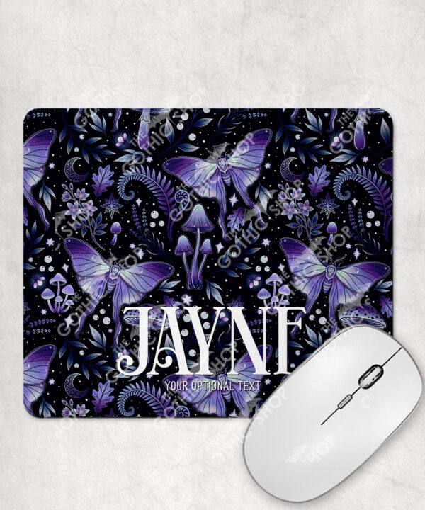 19233 personalised purple moth mushroom gothic witchy mouse mat 1